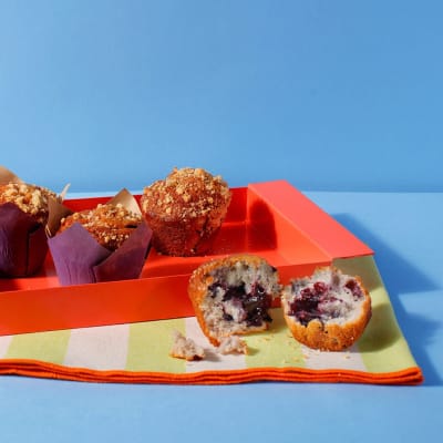 Two of our delicious Blueberry Muffins baked exclusively for Coffee Shops and other specialist retailers.