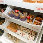 square cakes and round muffins on display for profitable cake offering post
